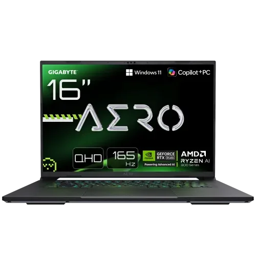 GIGABYTE AERO X16 Portátil Gaming - Copilot+ PC, 16" QHD 165Hz, AMD Ryzen AI 7 HX 350, RTX 5070, 32 GB DDR5 5200MHz, 1 x SSD Gen4 de 1 TB, Win 11 Home, garantía de 2 años, AERO X16 1WH93ESC64DH