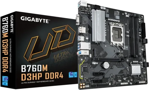 GIGABYTE B760M D3HP DDR4 - Compatible con CPUs Intel Core de 14ª generación, VRM Digital 4+1+1 fases, hasta 5333MHz DDR4 (OC), 2xPCIe 4.0 M.2, LAN GbE, USB 3.2 Gen1