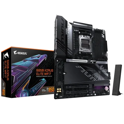 GIGABYTE B850 AORUS ELITE WIFI7 Placa Base - Procesadores AMD Ryzen Serie 9000, VRM digital de 14+2+2 fases, hasta 8200MHz DDR5 (OC), 1xPCIe 5.0 + 2xPCIe 4.0 M.2, LAN 2.5, WiFi 7, USB 3.2 Gen 2x2