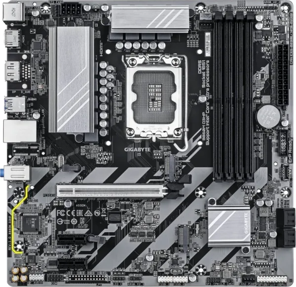 GIGABYTE B860M D3HP Placa base - CPUs Intel Core Ultra, VRM de 4+1+2+1 fases, hasta 9066MHz DDR5, 2xPCIe 4.0 M.2, LAN GbE, USB 3.2 Gen 1