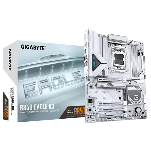 Placa Gigabyte B850 Eagle Ice (Blanco),Amd,Am5,B850,4Ddr5,256GB,1Hdmi+1Dp,4Sata3+3M.2,2.5Gbe,5Usb3.2,Atx