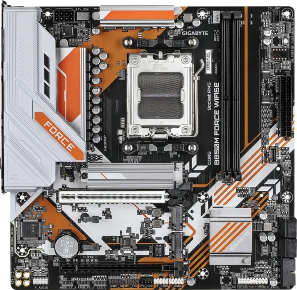 Placa Gigabyte B850M Force Wf6E,Amd,Am5,B850,2Ddr5,128GB,1Hdmi+1Dp,4Sata3+3M.2,Gbelan+Wifi6E+Bt5.3,4Usb3.2,Matx