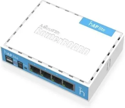 Mikrotik router board rb - 9412nd hap lite with 650mhz CPU 32mb RAM 4xlan built - in 2.4ghz 802b - g - n 2x2 two chain wireless