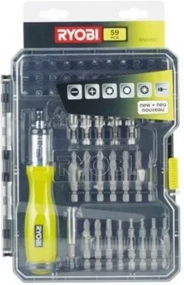 Estuche de 59 Puntas para Atornillar Ryobi RAK59SD / Incluye Destornillador