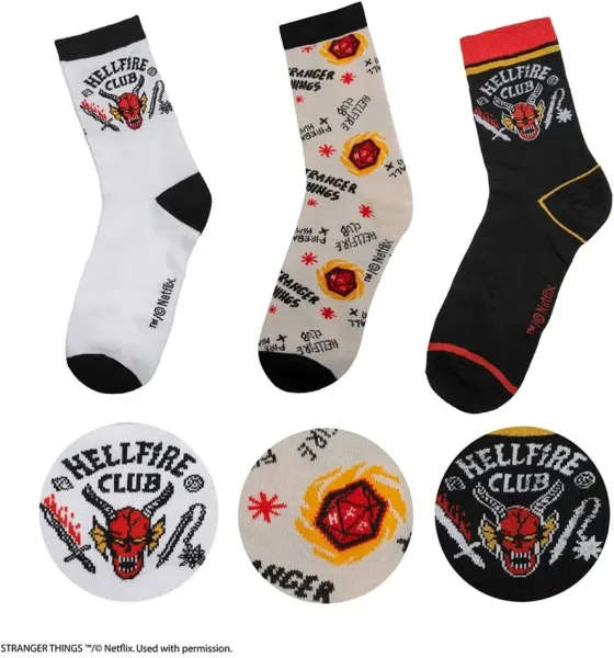 Pack 3 pares de calcetines cinereplicas stranger things hellfire club