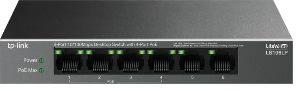 Switch Tp-Link Ls106Lp 6-Puertos 10/100 4-Puertos PoE+