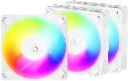 Pack de 3 Ventilador Arctic P12 Pro Reverse A-RGB/ 12cm/ Blanco