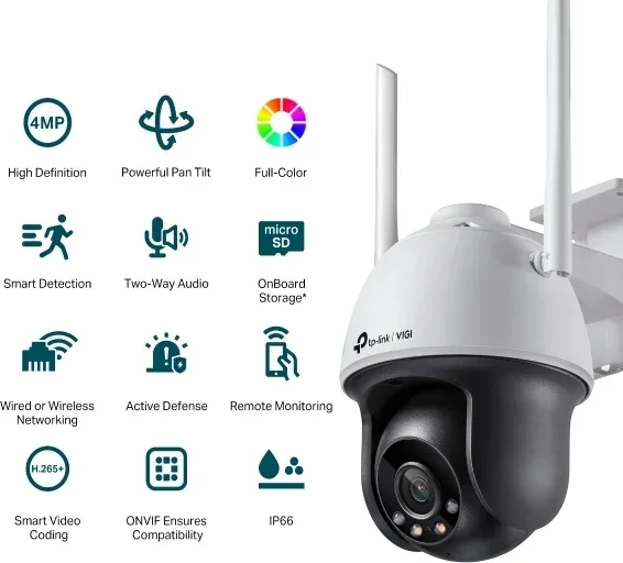 VIGI Cámara IP PT C540-W 4MP Plástico FColor Wi-Fi