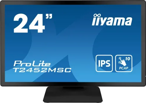 MONITOR IIYAMA 24" TACTIL CAPACITIVO T2452MSC-B1, IPS, 14 MS, HDMI, USB, DisplayPort, ALT, REG INCL 90º, VESA 100 x 100