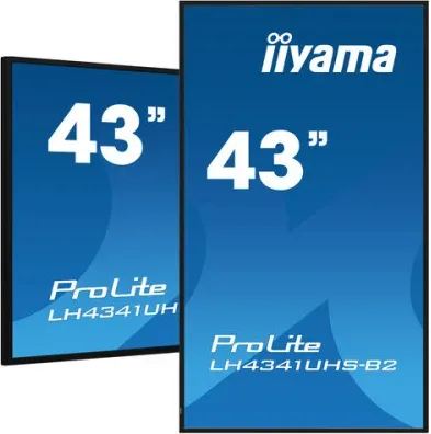Monitor Iiyama 43" 3840X2160, 4K UHD IPS Panel, 1% Haze, Landscape And Portrait Mode, Speakers 2X 10W , VGA, 3X HDMI, 500Cd/M², Media Play USB Port, Control Lan / Rs232C, Vesa 400X400 (Lh4341Uhs-B2)