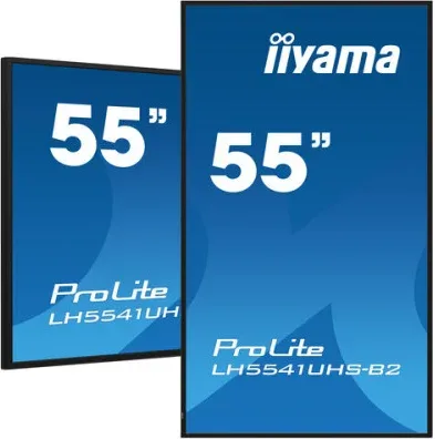Monitor Iiyama 55" 3840X2160, 4K UHD IPS Panel, 1% Haze, Landscape And Portrait Mode, Speakers 2X 10W , VGA, 3X HDMI, 500Cd/M², Media Play USB Port, Control Lan / Rs232C, Vesa 400X400 (Lh5541Uhs-B2)