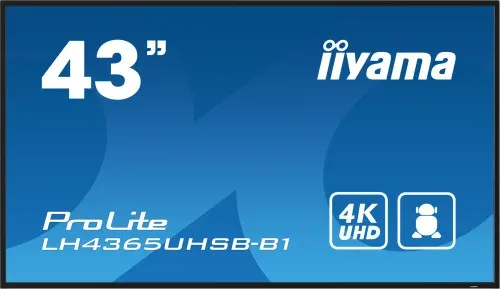 Monitor Iiyama 43" , UHD IPS Panel, Haze 1%, 800Cd/M, Horiz y Vert, Signal Failover, Mm 2X 10W,  HDMI 2X, Dp, USB 2.0 X2, WiFi, Lan, Media Play USB Port, Control Lan / Rs232C, Iisignage2 (Cms/Dms), E-Share, Android 11 Os,  24/7 Operation, Vesa  (400X