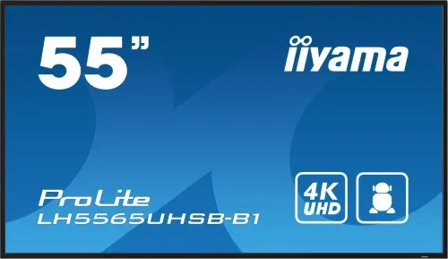 Monitor Iiyama 55" , UHD IPS Panel, Haze 1%, 800Cd/M, Horiz y Vert, Signal Failover, Mm 2X 10W,  HDMI 2X, Dp, USB 2.0 X2, WiFi, Lan, Media Play USB Port, Control Lan / Rs232C, Iisignage2 (Cms/Dms), E-Share, Android 11 Os,  24/7 Operation, Vesa  (400X