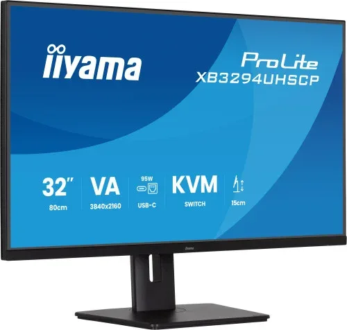 Monitor Iiyama, 32 Pulgadas, Va 4K Base USB-C (95W), Conmutador Kvm, Puerto Lan, Compatibilidad Pip/Pbp