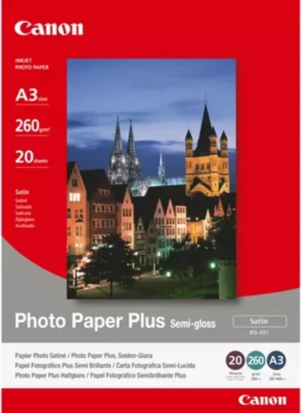 Papel fotografico semibrillante para inyeccion tinta canon sg - 201 a3 -  20 hojas