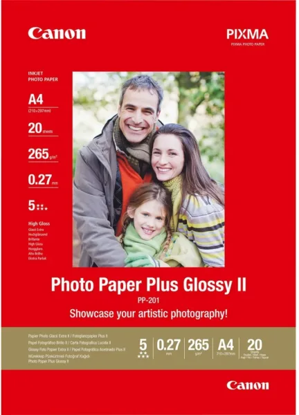 Papel fotografico canon 2311b019 brillo ii plus pp - 201 a4 -  20 hojas