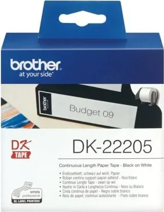 Etiquetas cinta continua brother blanca dk22205 62mm ql - 500a ql - 500bw ql - 560 ql - 570 ql - 580n ql - 1050