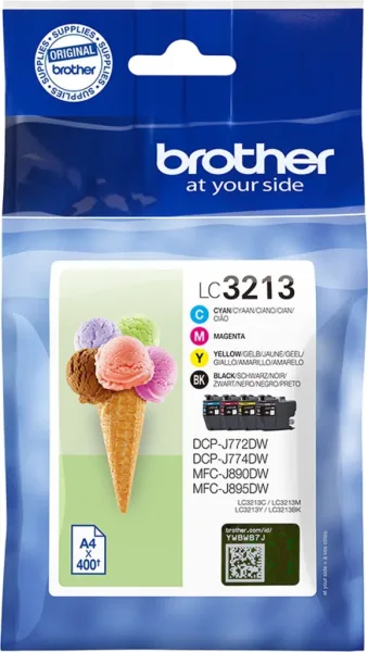Pack cartuchos tinta brother lc3213val negro cian magenta amarillo 400 paginas cada uno