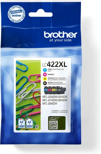 Cartucho de Tinta Original Brother LC-422XL Alta Capacidad Multipack/ Cian/ Magenta/ Amarillo/ Negro