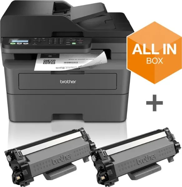Brother Multifuncion Laser + 2 Toner Mfcl2827Dwxl Negro