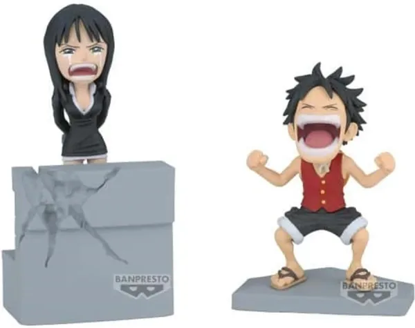 Figura banpresto one piece world collectable log stories luffy & robin 10cm