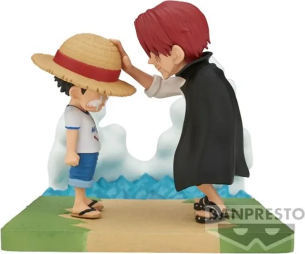 Figura banpresto one piece world collectable figure log stories monkey d. luffy & shanks 7cm
