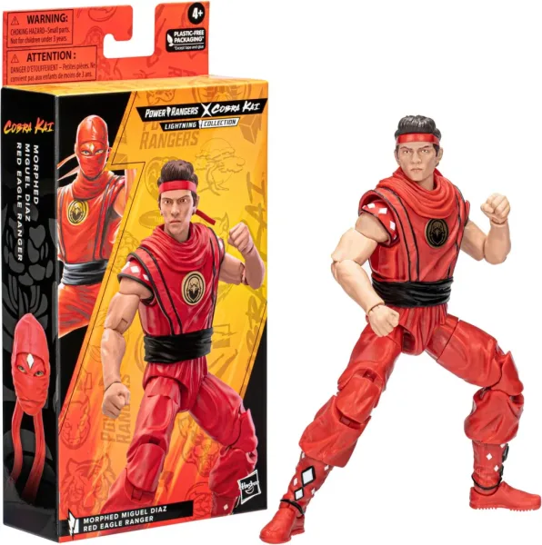 Figura hasbro power rangers x cobra kai lightning collection miguel diaz red eagle ranger