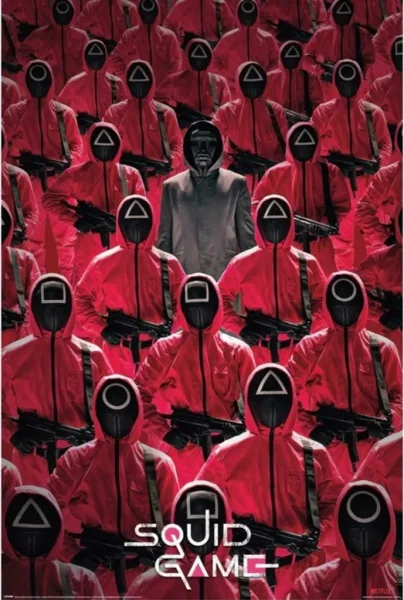 Poster el juego del calamar miembros de la organizacion & jefe