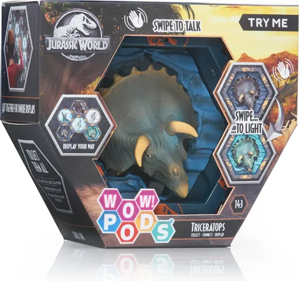 Figura wow! pod jurassic world triceratops sfx con sonido