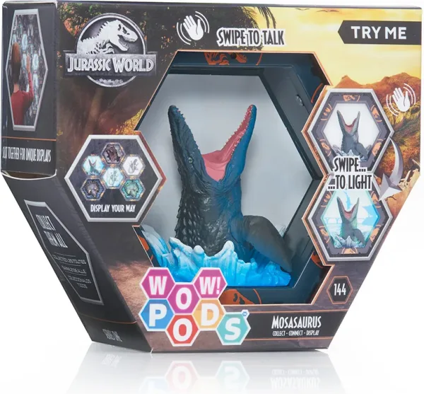 Figura wow! pod jurassic world mosasaurus sfx con sonido
