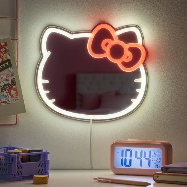 Espejo de neón LED montable en la pared hello kitty