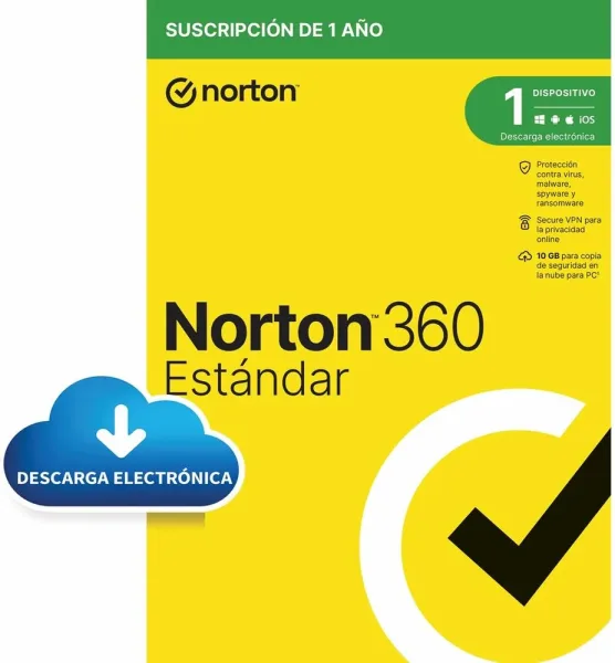 Antivirus norton 360 standard 10gb español 1 usuario 1 dispositivo 1 año esd electronica drmkey gum