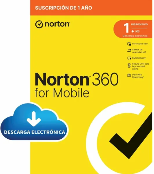 Antivirus norton 360 mobile español 1 usuario 1 dispositivo 1 año esd electronica rsp drmkey gum ftp