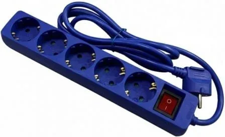 Regleta con Interruptor Phasak BN 0825/ 5 Tomas de Corriente/ Cable 1.8m/ Azul