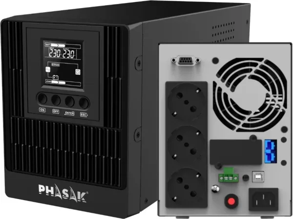 SAI Online Phasak 1000 VA Online LCD/ 1000VA-1000W/ 3 Salidas/ Formato Torre