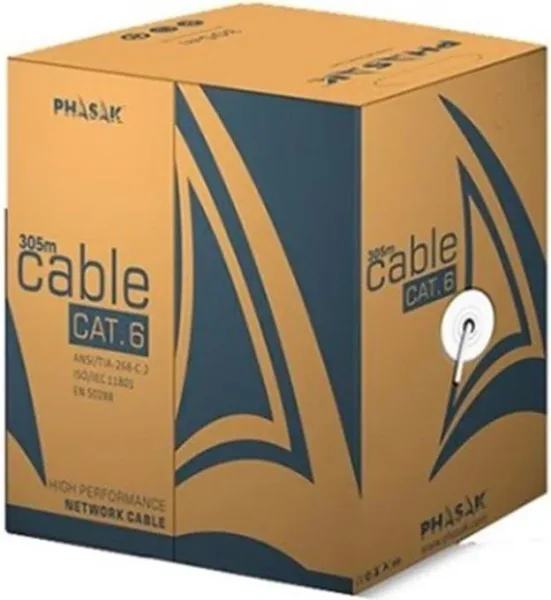 Bobina cable red solido phasak utp cat.6 awg23 cca 305m gris phr 6302