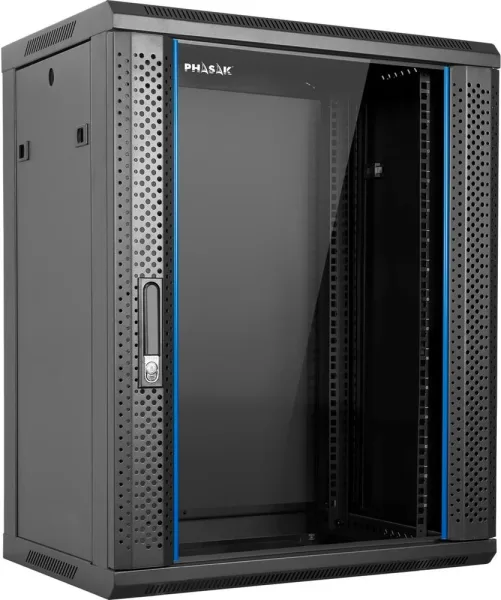 Armario rack mural 19 pulgadas phasak pro 12u 600×450 montado pho 3112