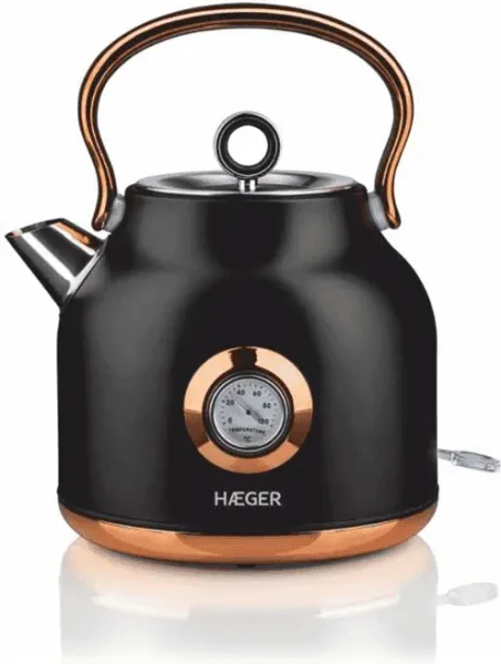 Hervidor Electrico Art Deco 1.7L 2200W Negro Inox Haeger