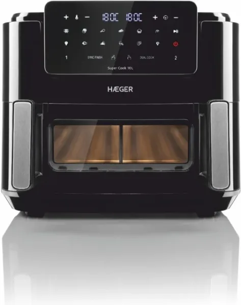 Freidora Inteligente Super Cook 10L 2 Cubetas Negro Haeger