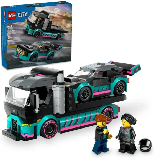 Lego city coche de carreras y camion de transporte