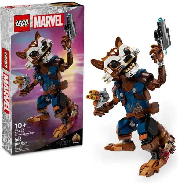 Lego marvel rocket y bebe groot
