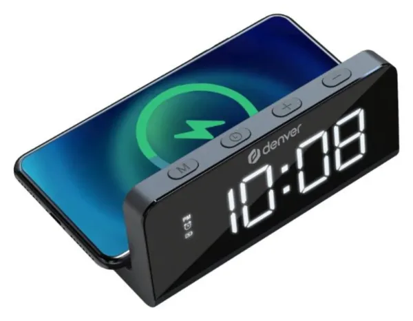 Reloj Despertador Denver con Carga Inalambrica para Smartphones