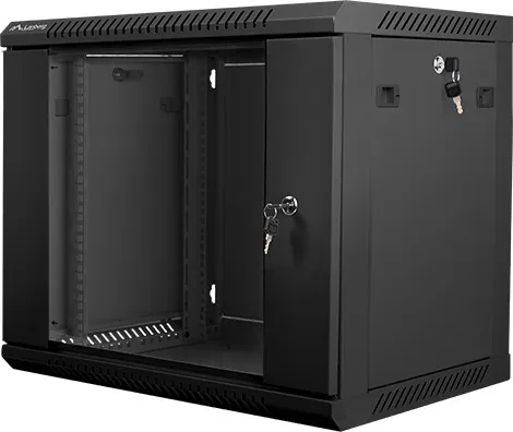 Armario lanberg 19 pulgadas 9u 600x450x507 flat pack puerta cristal negro