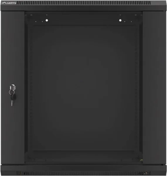Armario lanberg mural rack 19 pulgadas 12u - 600x600 auto ensamblado negro puerta de cristal