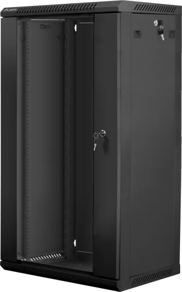 Armario lanberg mural rack 19 pulgadas 22u - 600x450 flat pack v2 negro