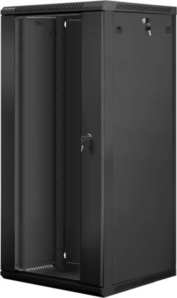 Armario lanberg mural rack 19 pulgadas 27u - 600x600 flat pack v2 negro