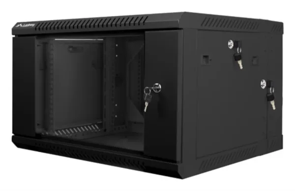 Armario Lanberg Mural Doble Seccion Rack 19" 6U/600X600 Flat Pack Negro
