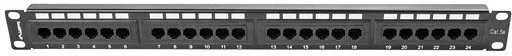 Patch panel lanberg cat.5e utp 24 puertos 1u rack 19 negro