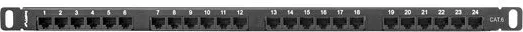 Patch panel lanberg cat.6 utp 24 puertos 0.5u rack 19 negro