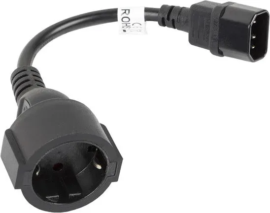 Cable lanberg adaptador iec 320 c14 -  schuko cee7 hembra 20cm
